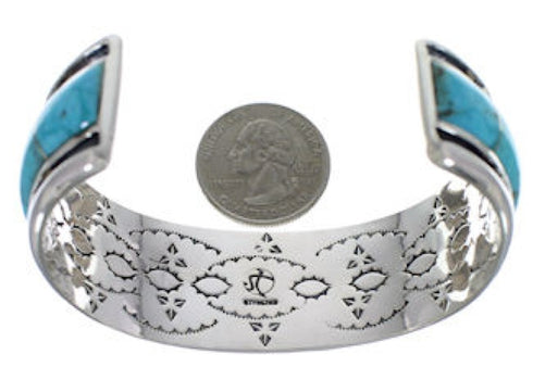Turquoise Inlay Sterling Silver Cuff Bracelet EX41616